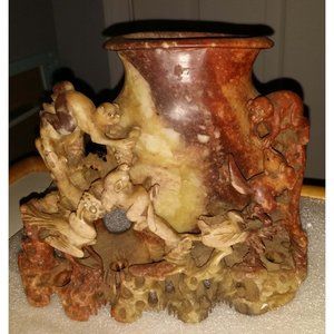 Japanese Carved Soapstone Vase